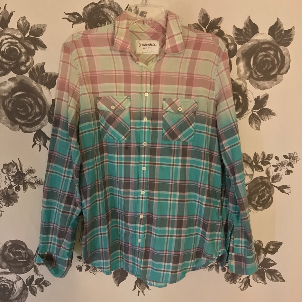 Pink to Blue Ombré Button Down